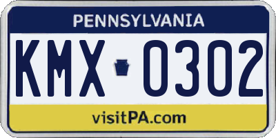 PA license plate KMX0302