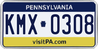 PA license plate KMX0308