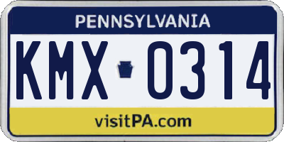 PA license plate KMX0314
