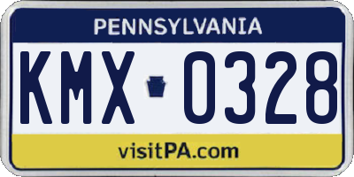 PA license plate KMX0328