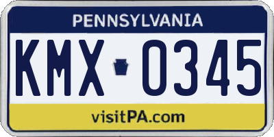 PA license plate KMX0345
