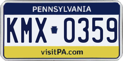 PA license plate KMX0359