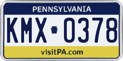 PA license plate KMX0378