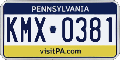 PA license plate KMX0381