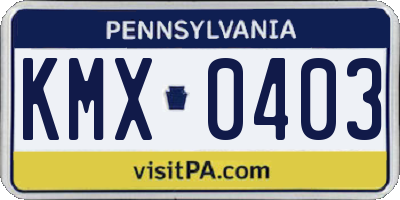 PA license plate KMX0403