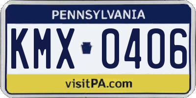 PA license plate KMX0406