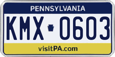 PA license plate KMX0603