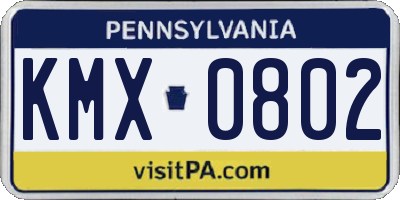 PA license plate KMX0802