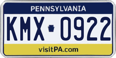 PA license plate KMX0922