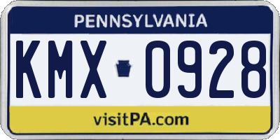 PA license plate KMX0928