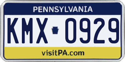 PA license plate KMX0929