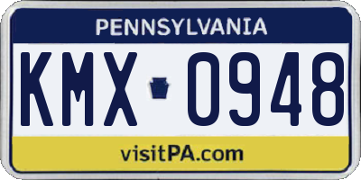PA license plate KMX0948