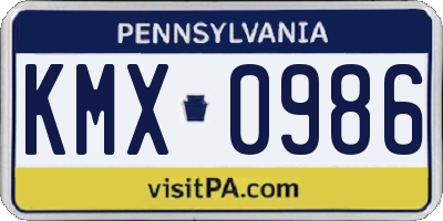 PA license plate KMX0986