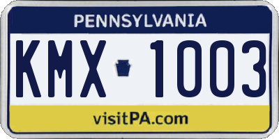 PA license plate KMX1003