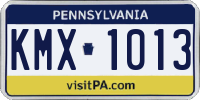 PA license plate KMX1013