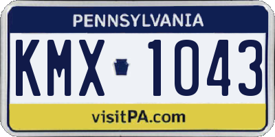 PA license plate KMX1043