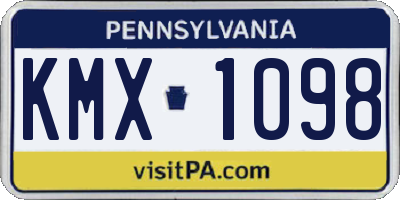 PA license plate KMX1098