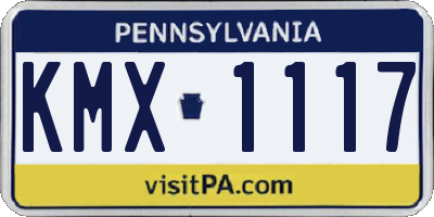 PA license plate KMX1117