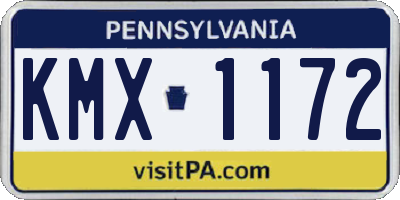 PA license plate KMX1172