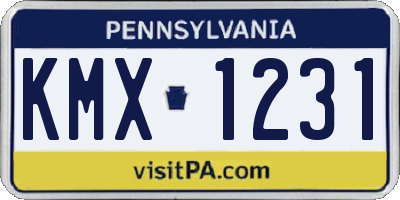 PA license plate KMX1231
