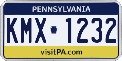 PA license plate KMX1232