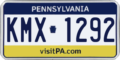 PA license plate KMX1292