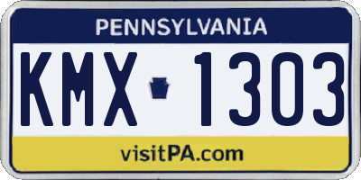 PA license plate KMX1303