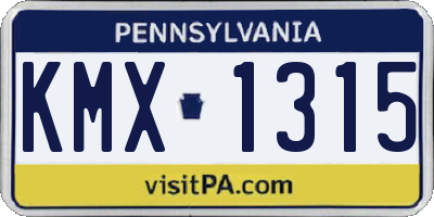 PA license plate KMX1315