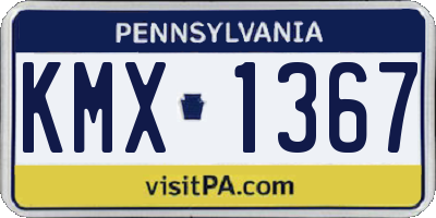 PA license plate KMX1367