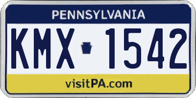 PA license plate KMX1542