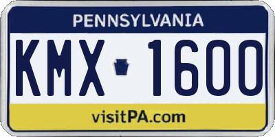 PA license plate KMX1600