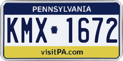 PA license plate KMX1672