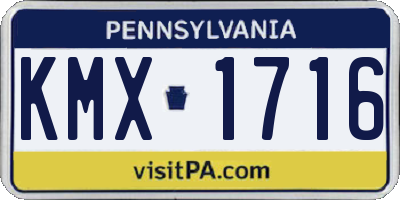 PA license plate KMX1716