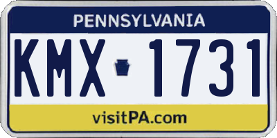 PA license plate KMX1731