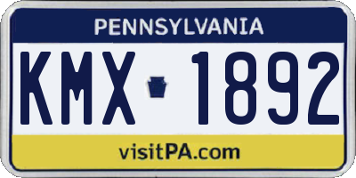 PA license plate KMX1892