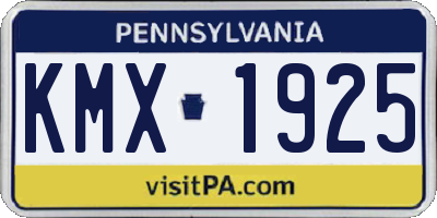 PA license plate KMX1925