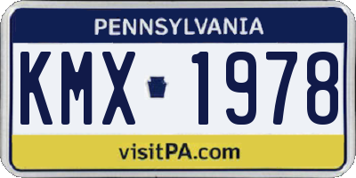 PA license plate KMX1978
