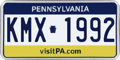 PA license plate KMX1992
