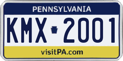 PA license plate KMX2001