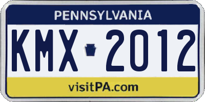 PA license plate KMX2012