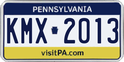 PA license plate KMX2013