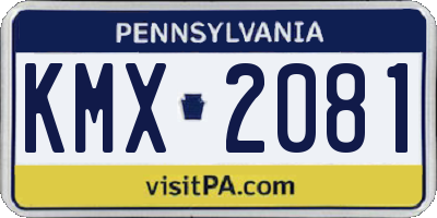 PA license plate KMX2081