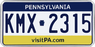 PA license plate KMX2315
