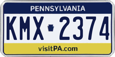 PA license plate KMX2374
