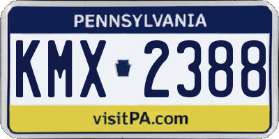 PA license plate KMX2388