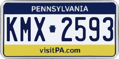 PA license plate KMX2593