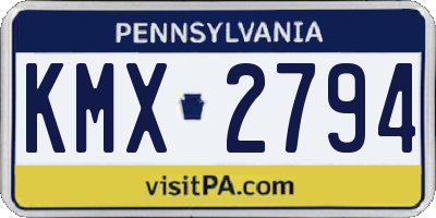 PA license plate KMX2794