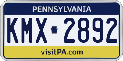 PA license plate KMX2892