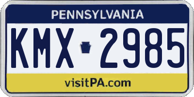 PA license plate KMX2985