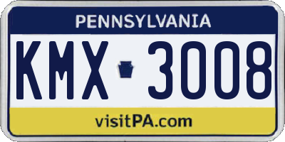 PA license plate KMX3008